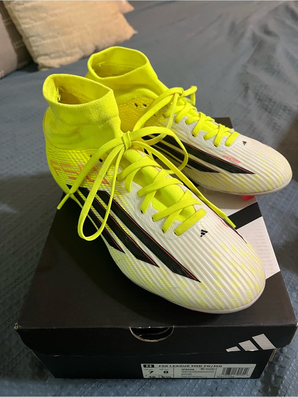 adidas Neon Yellow & White Soccer Cleats High-Top
